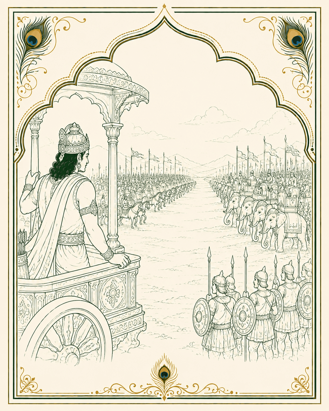 An illustrated scene for Bhagavad Gita 1.3